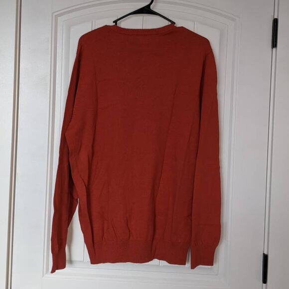 John Ashford V Neck Sweater XL Copper Casual Pullover Long Sleeves Office Ribbed - Picture 2 of 6